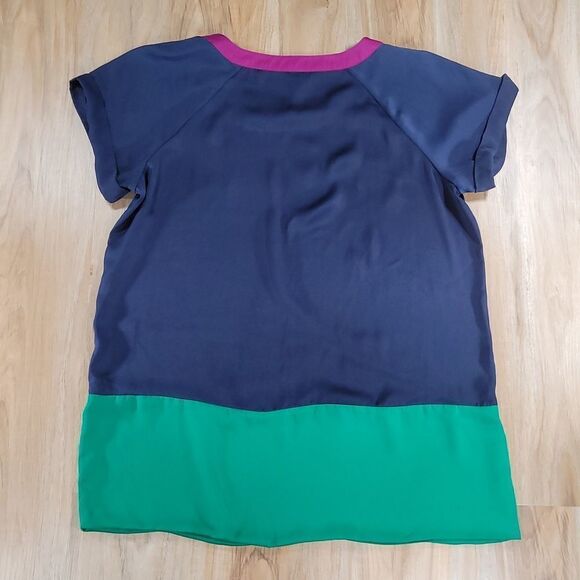 🔺️Daisy Fuentes Blue, Fuchsia, & Green Colorblock Shift Dress Large - Picture 2 of 8
